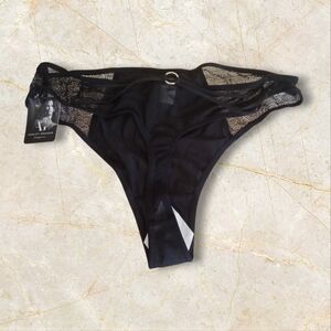 Black Lace, Nylon, Spandex Thong Panties Women's Intimate by Ashley Graham
